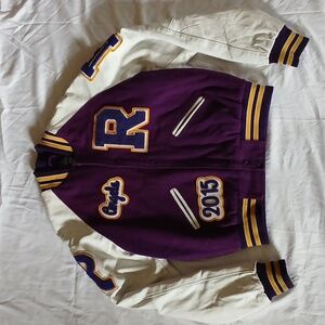 Letterman's Jacket Size S Purple, White and Gold. 2015.
